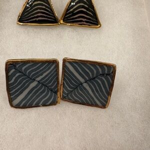 Gold and Black Geometric Earrings